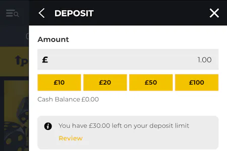 PricedUp deposit amount & methods