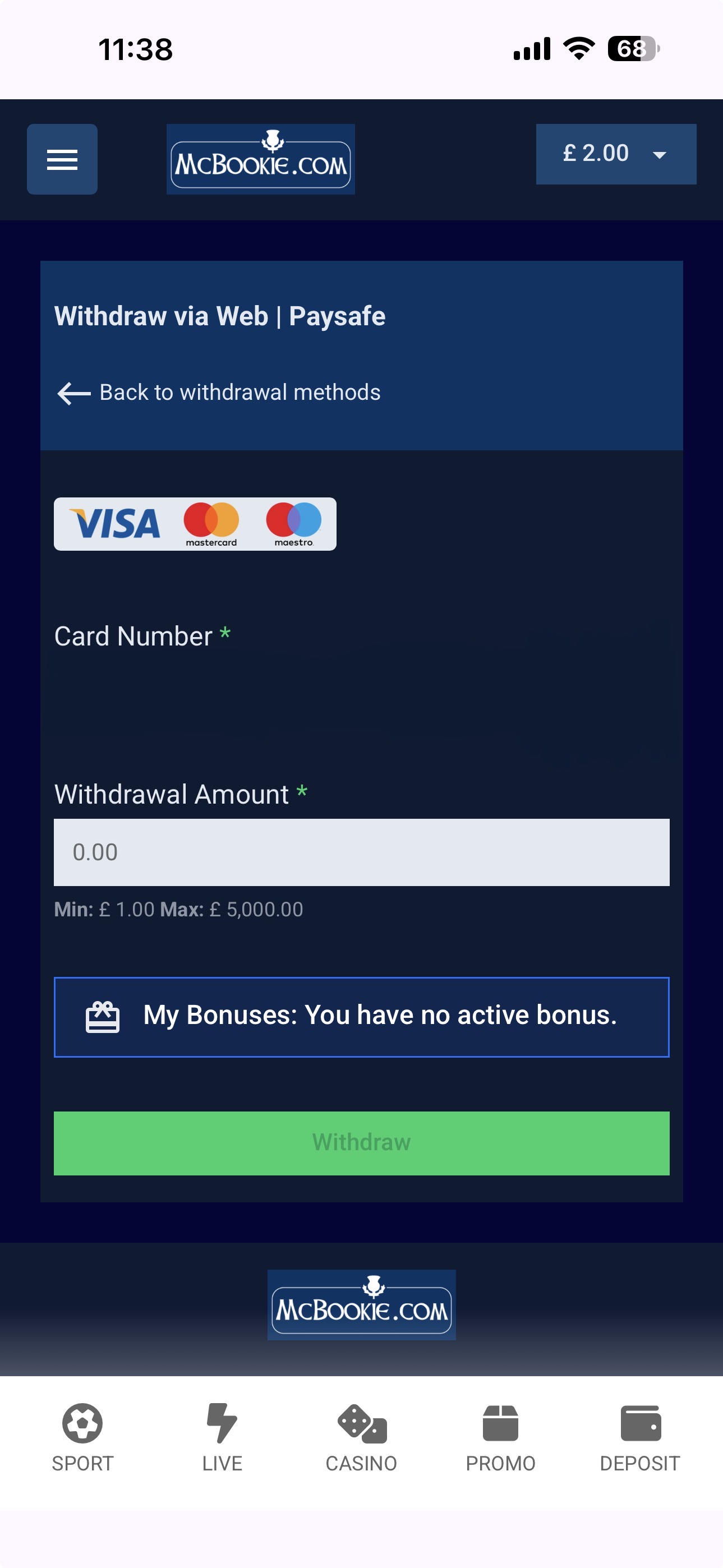 McBookie Withdrawal 3