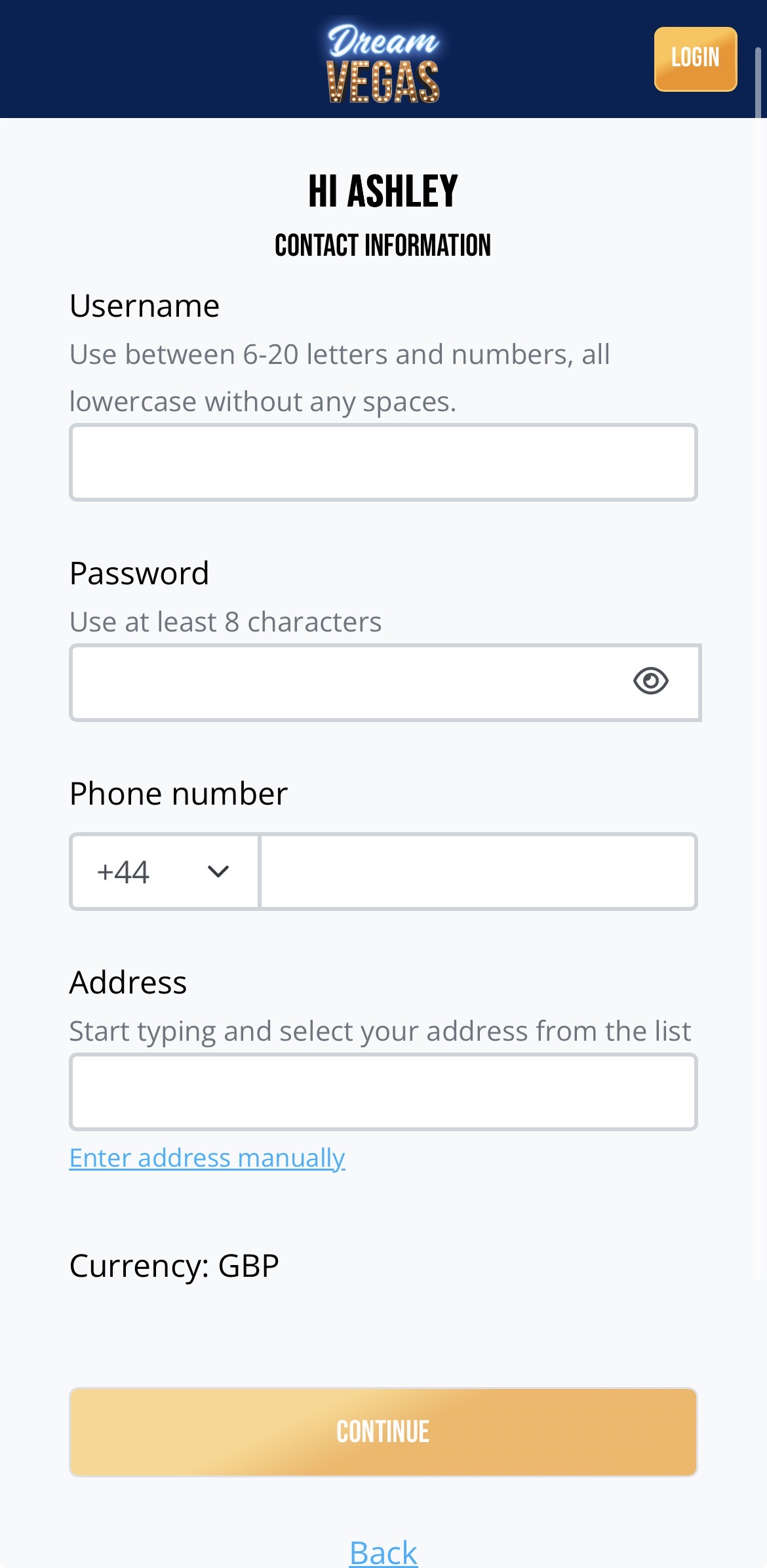 Dream Vegas App Sign Up 2