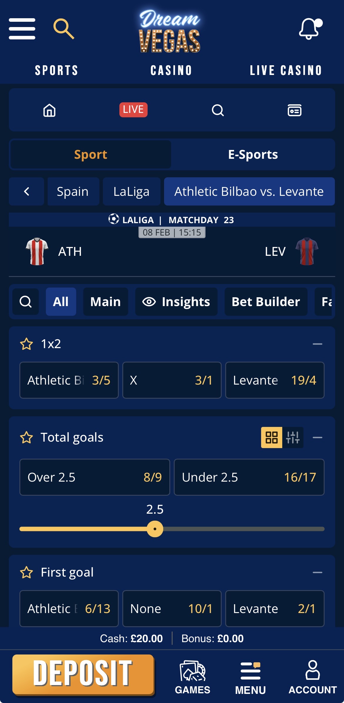 Dream Vegas App Sports 3