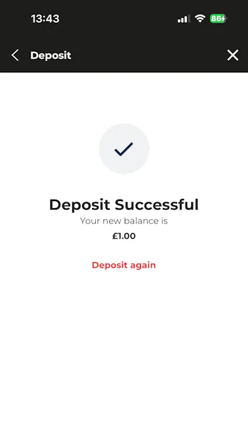 Dragonbet £1 deposit successful