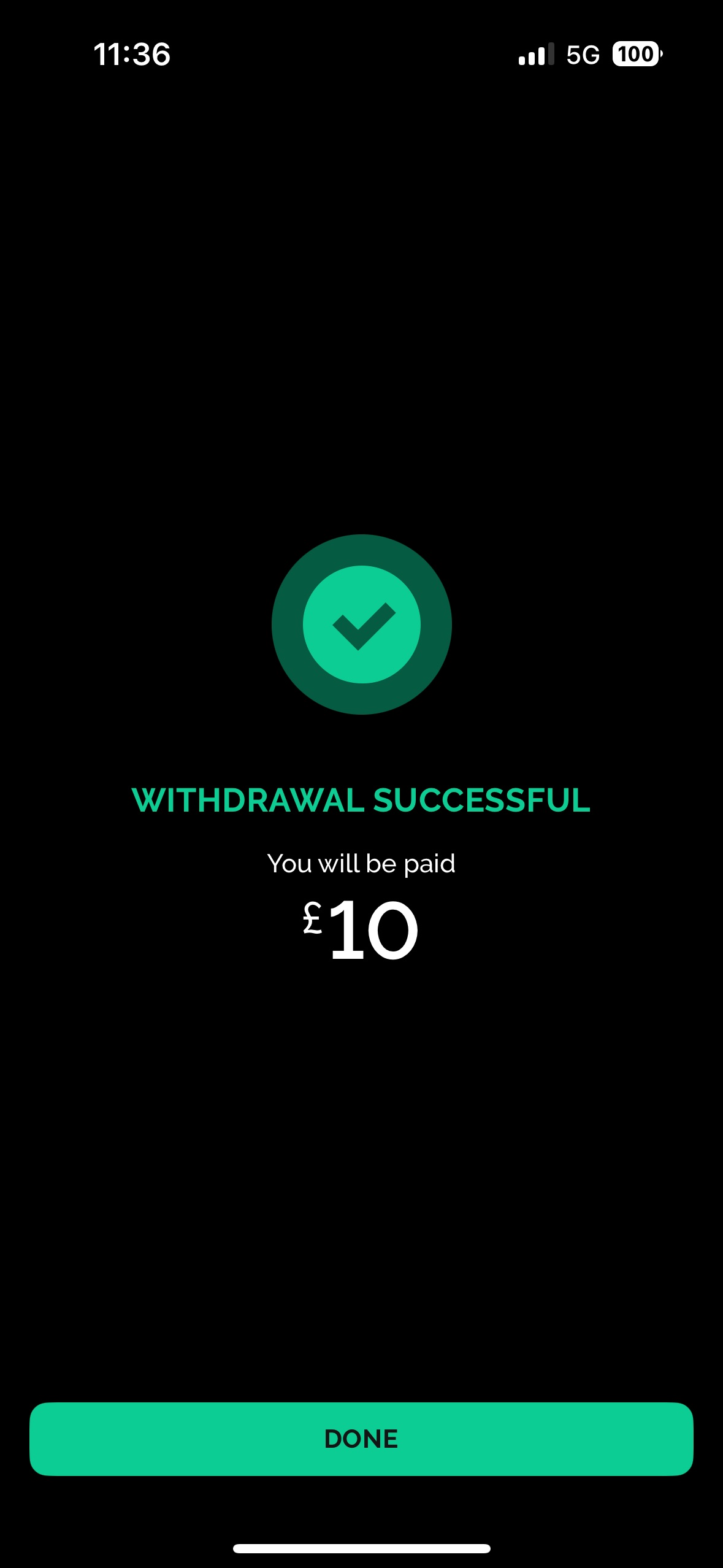 SBK withdrawal successful