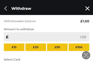 Priced Up £1 withdrawal confirmation