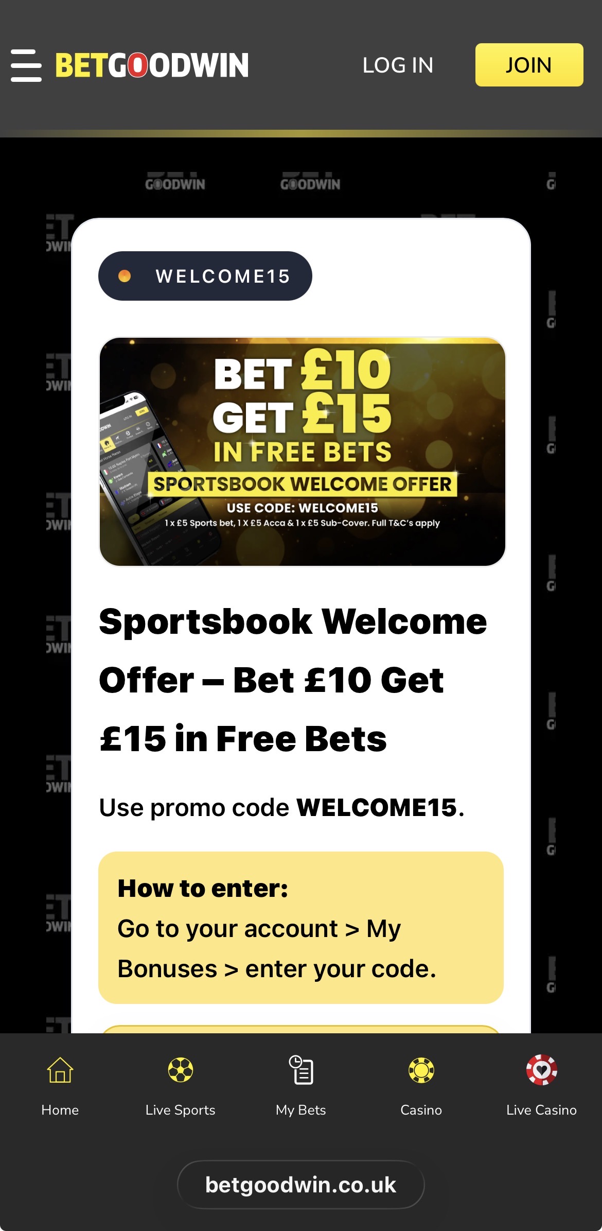 £10 Deposit Sign Up 1