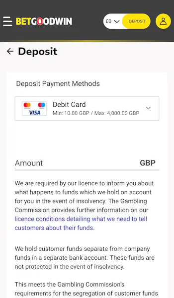 £10 Deposit Sign Up 3
