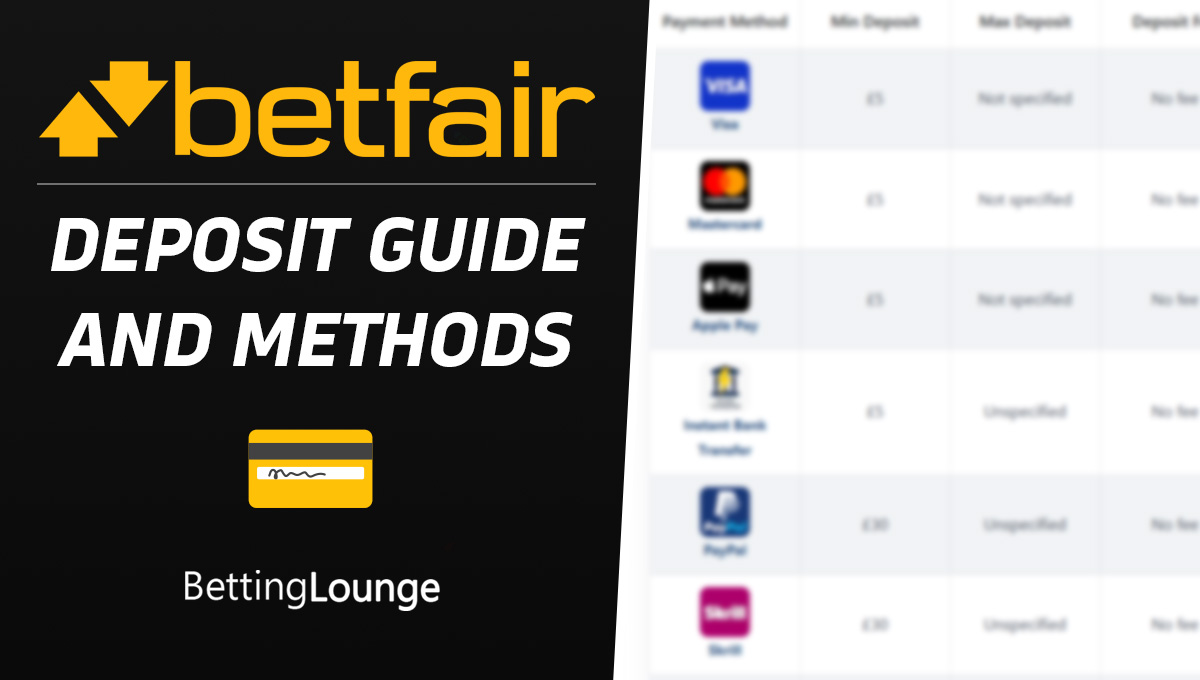 Betfair deposit guide and methods