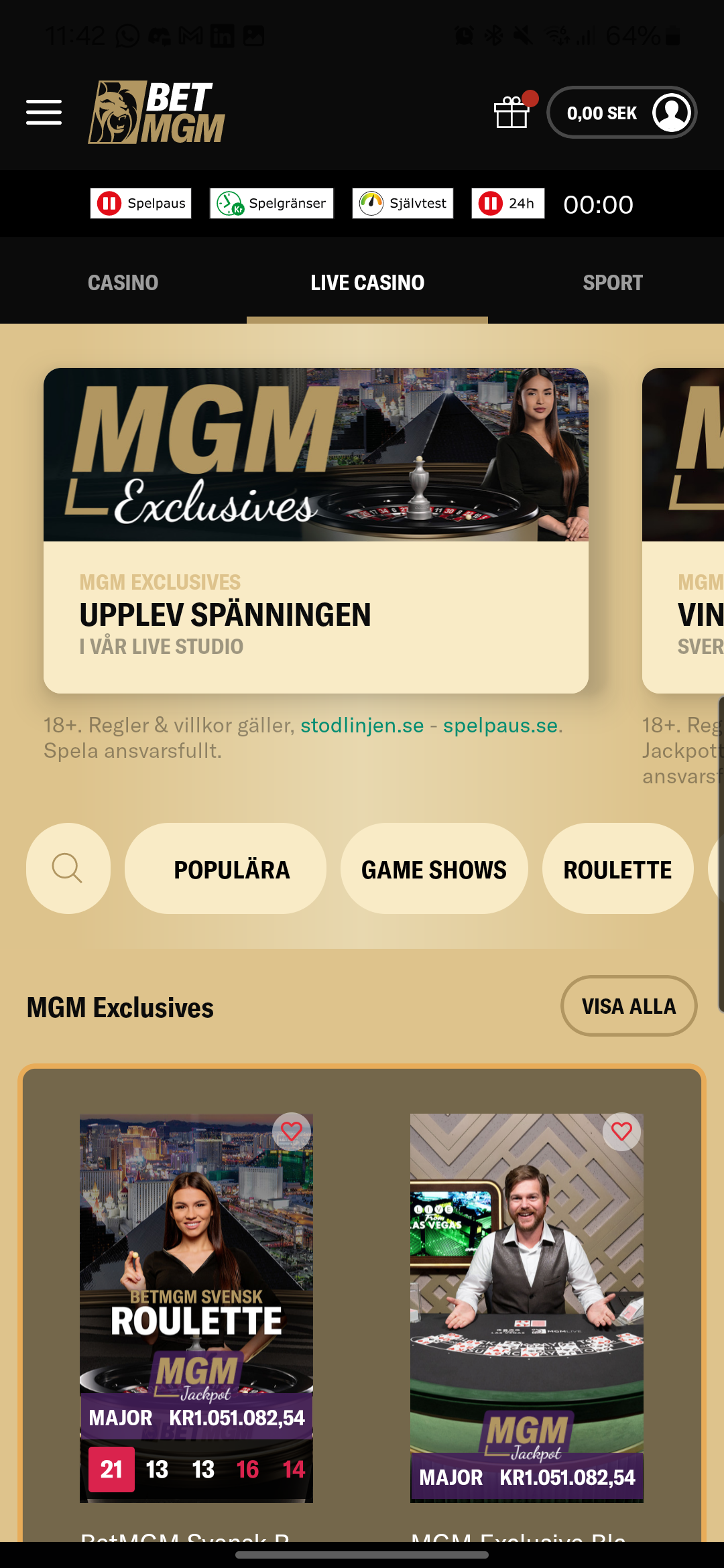 BetMGM Android app Live Casino