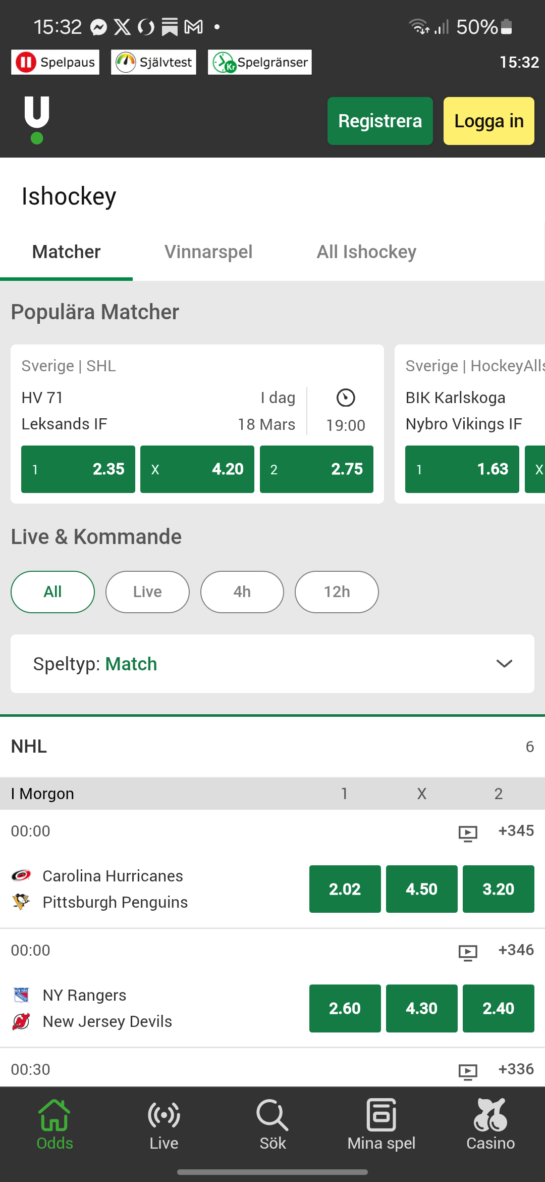 Unibet ishockey app