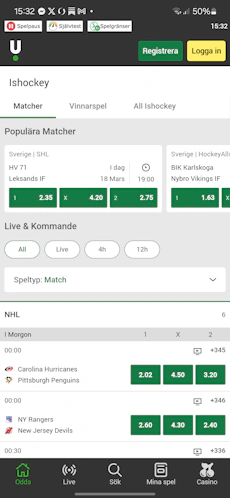 Unibet ishockey app