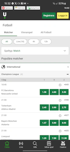 Unibet fotboll app