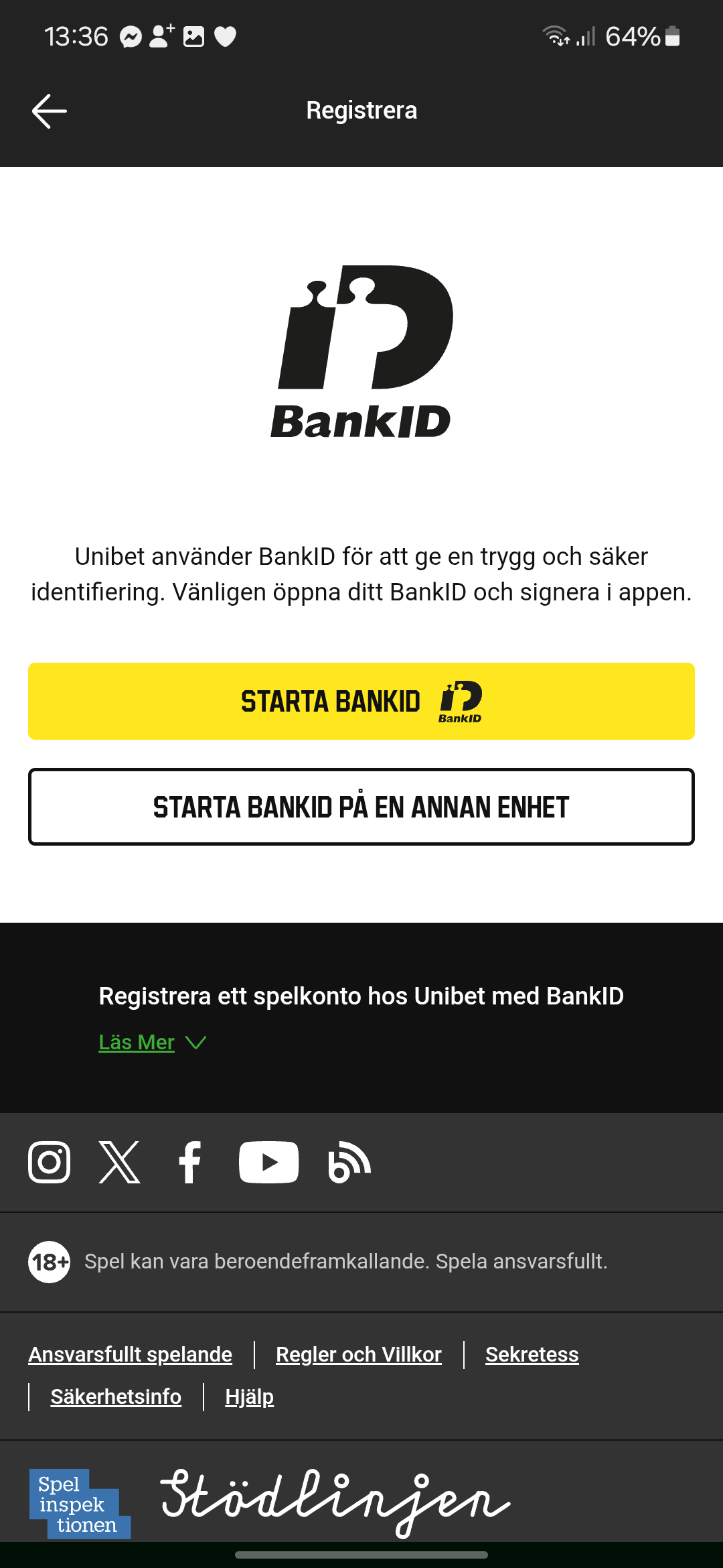 Unibet registrering 2