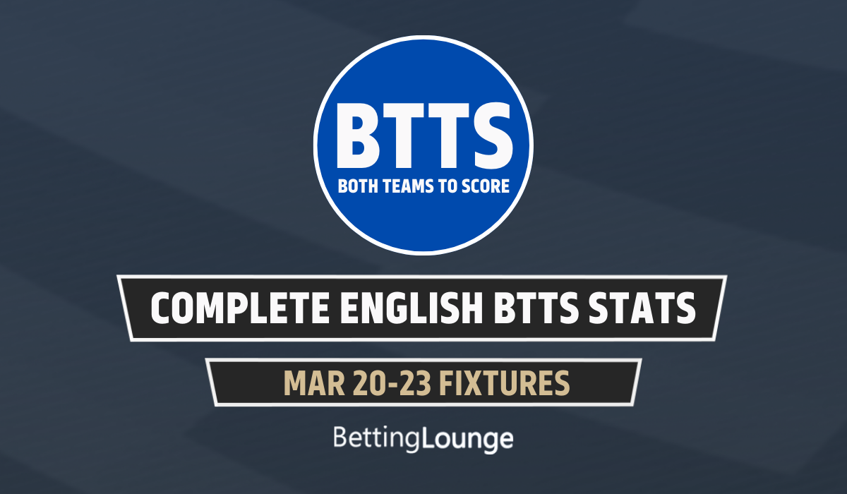 March 20-23: English Leagues Complete BTTS Stats