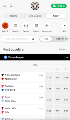 Fotbollsutbud - LeoVegas 1