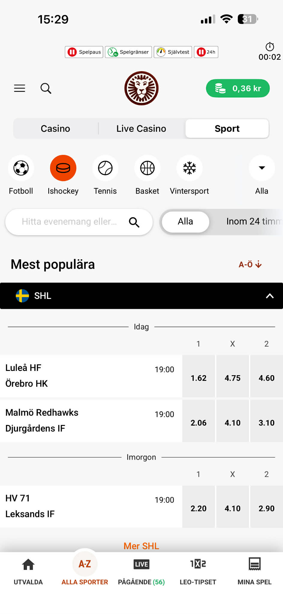 Hockeyutbud - LeoVegas 1