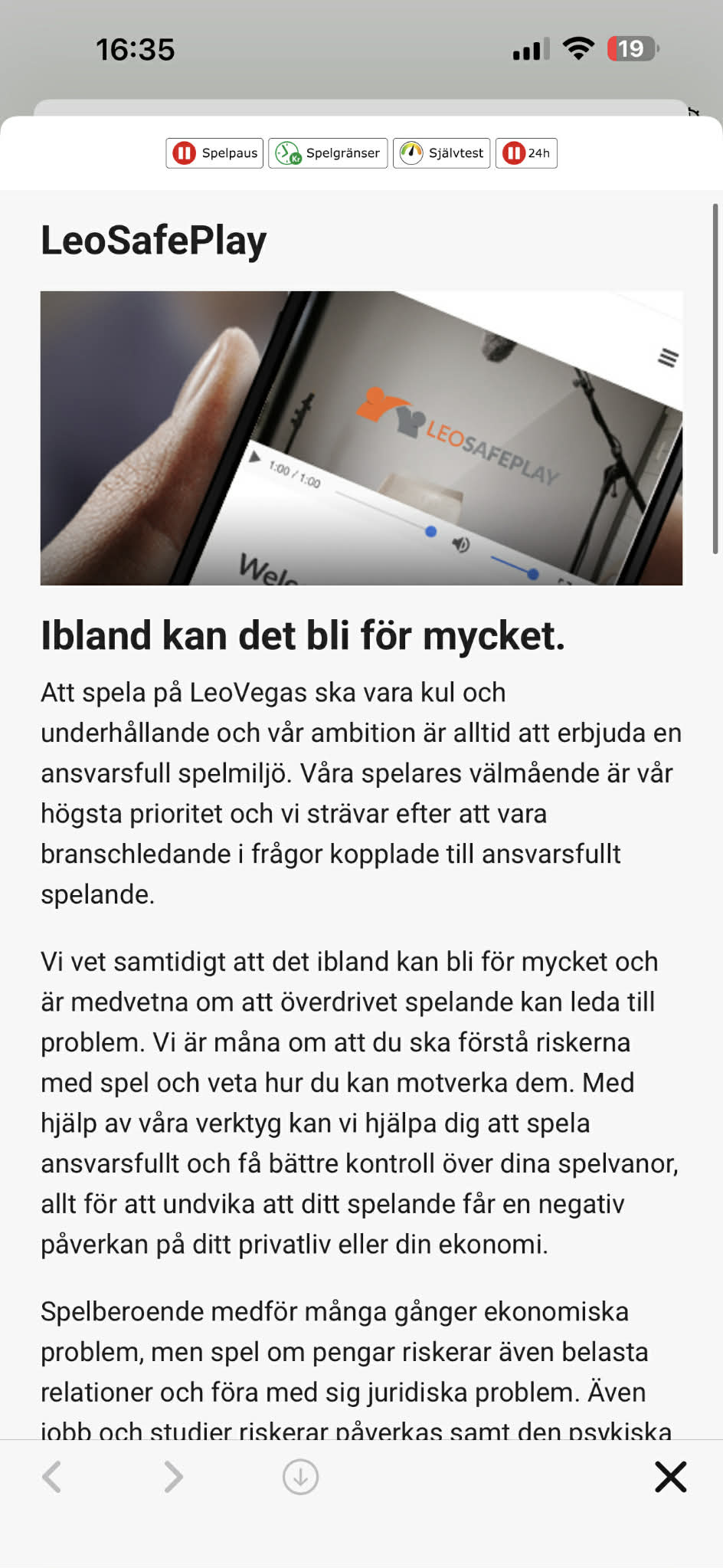 Ansvarsfullt spelande - LeoVegas 1