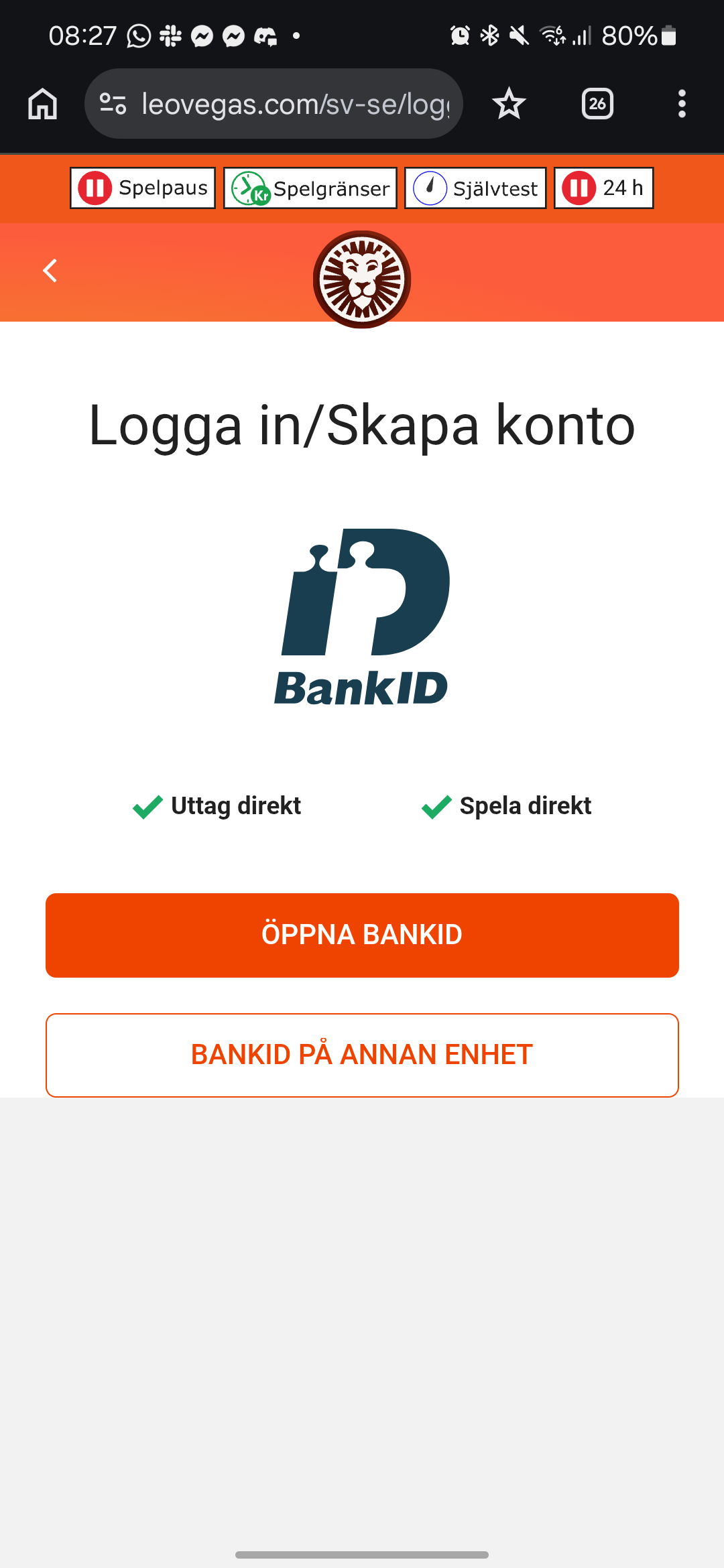 LeoVegas registrering 2