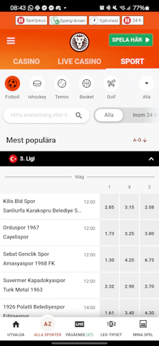 LeoVegas fotboll Android