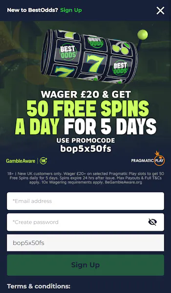 BestOdds promo registration