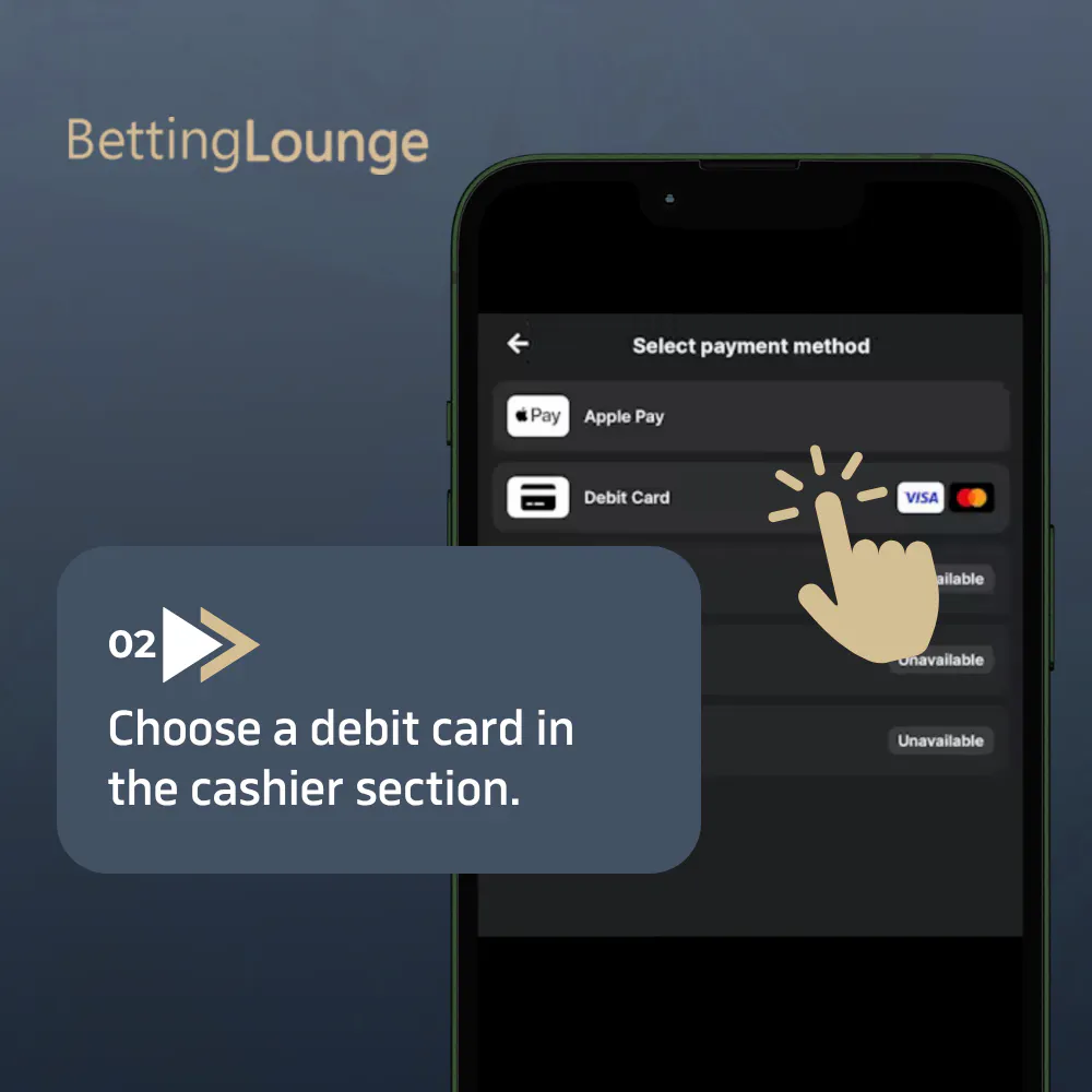 how to deposit with debit cards: step 2