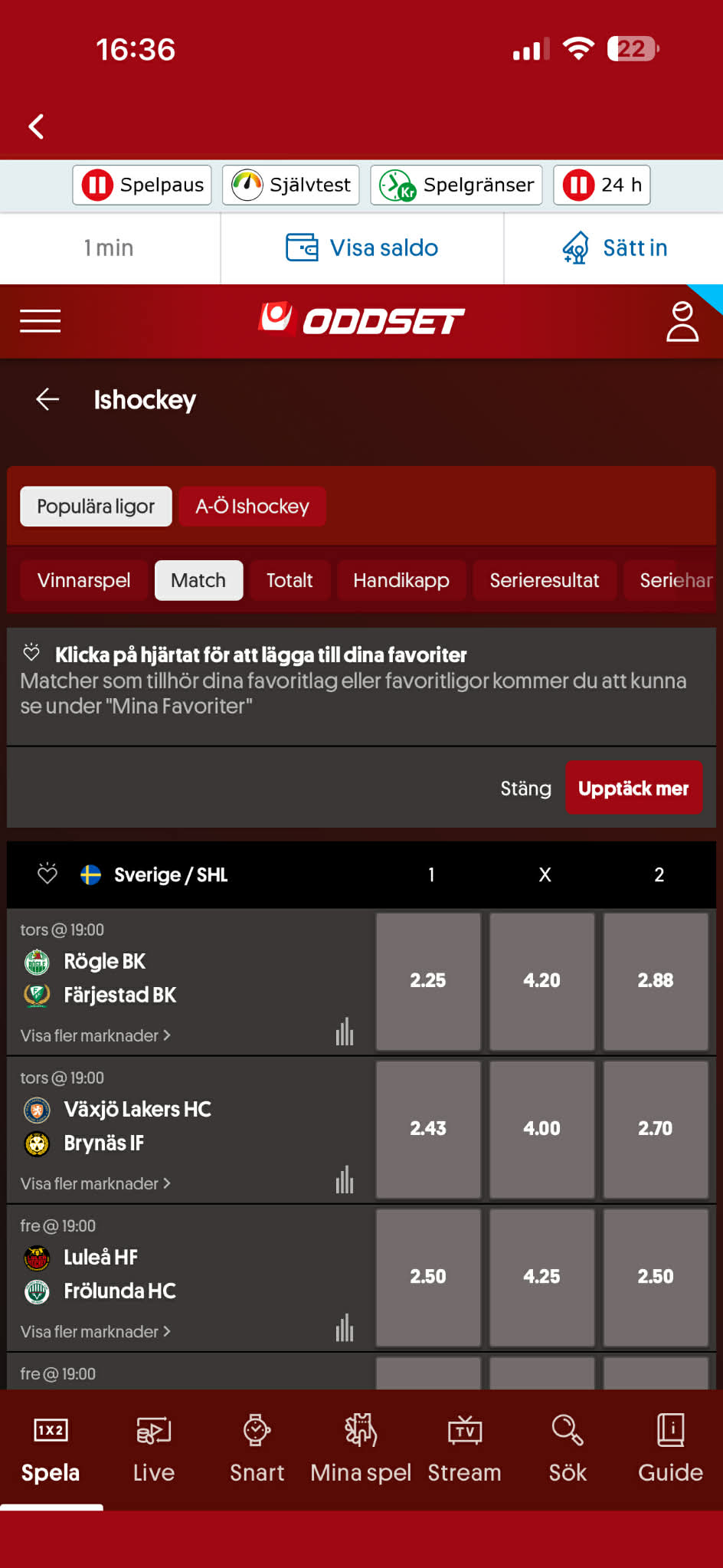 Hockeyutbud - Svenska Spel 1
