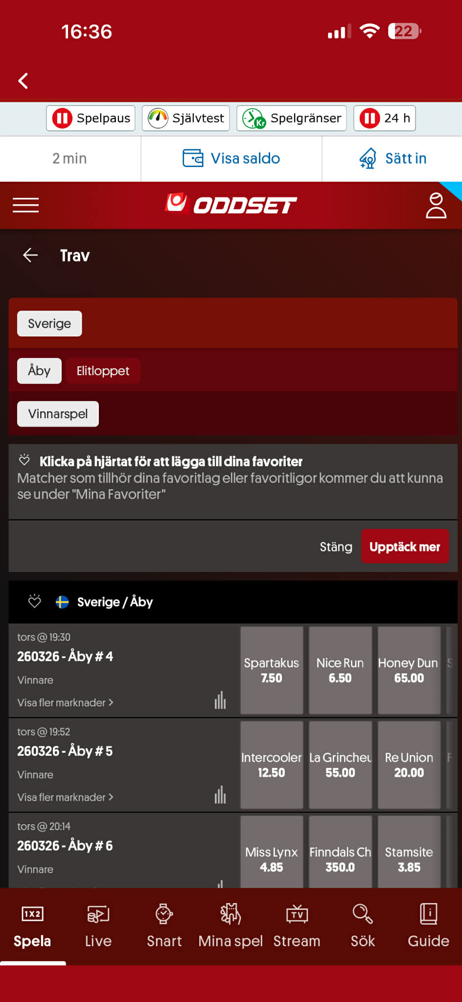 Travutbud - Svenska Spel 1