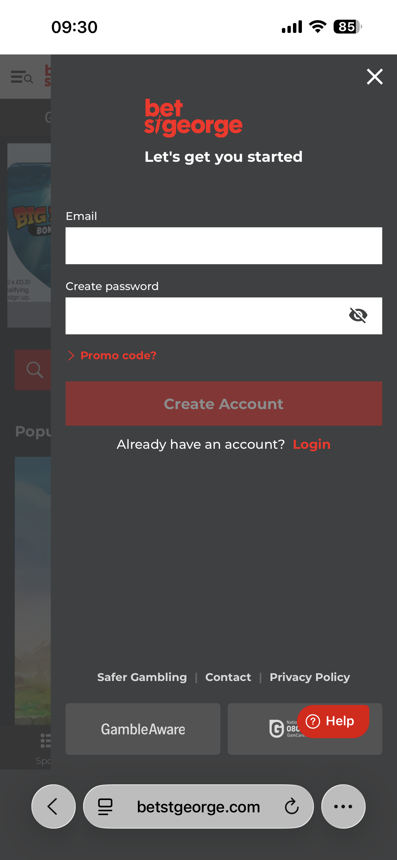 Bet St George Sign Up 1