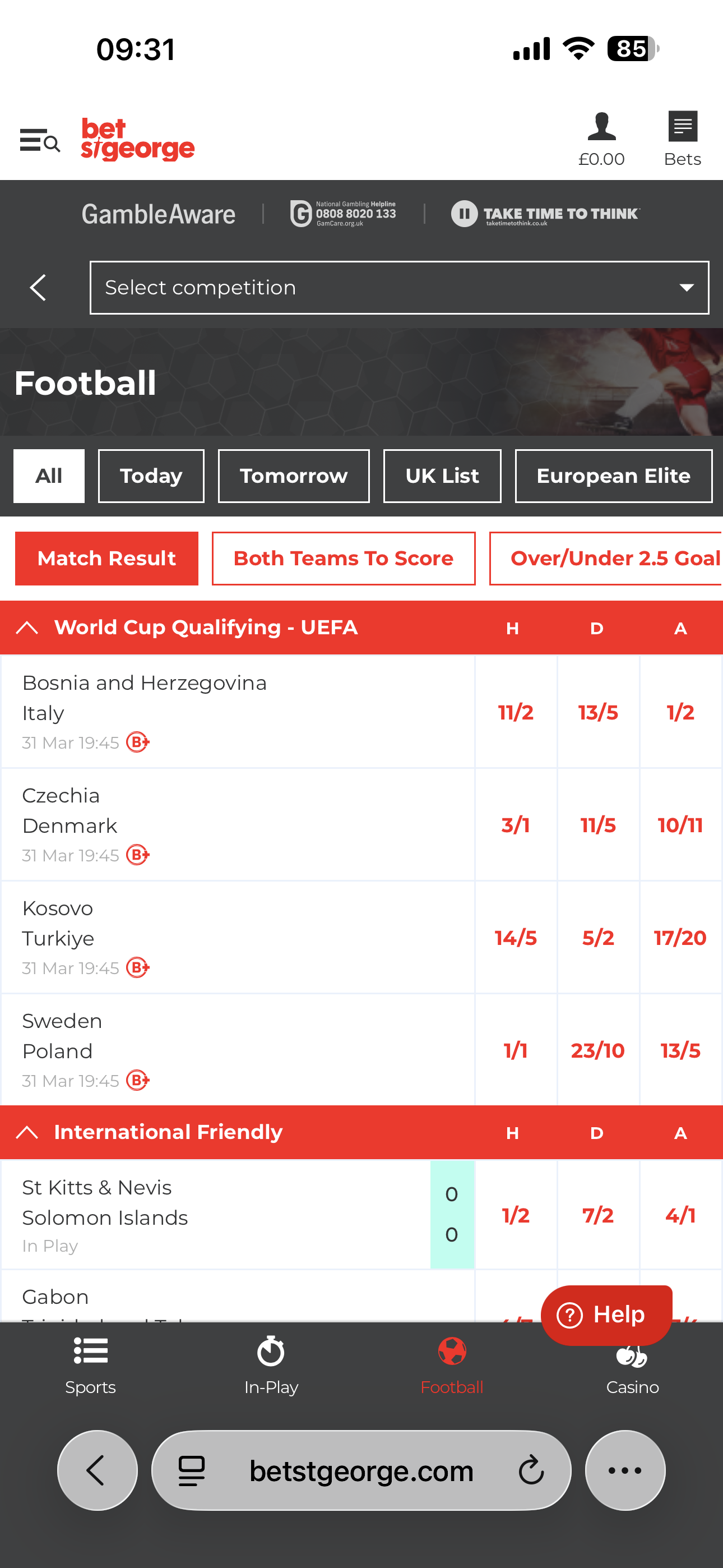 Bet St George Football