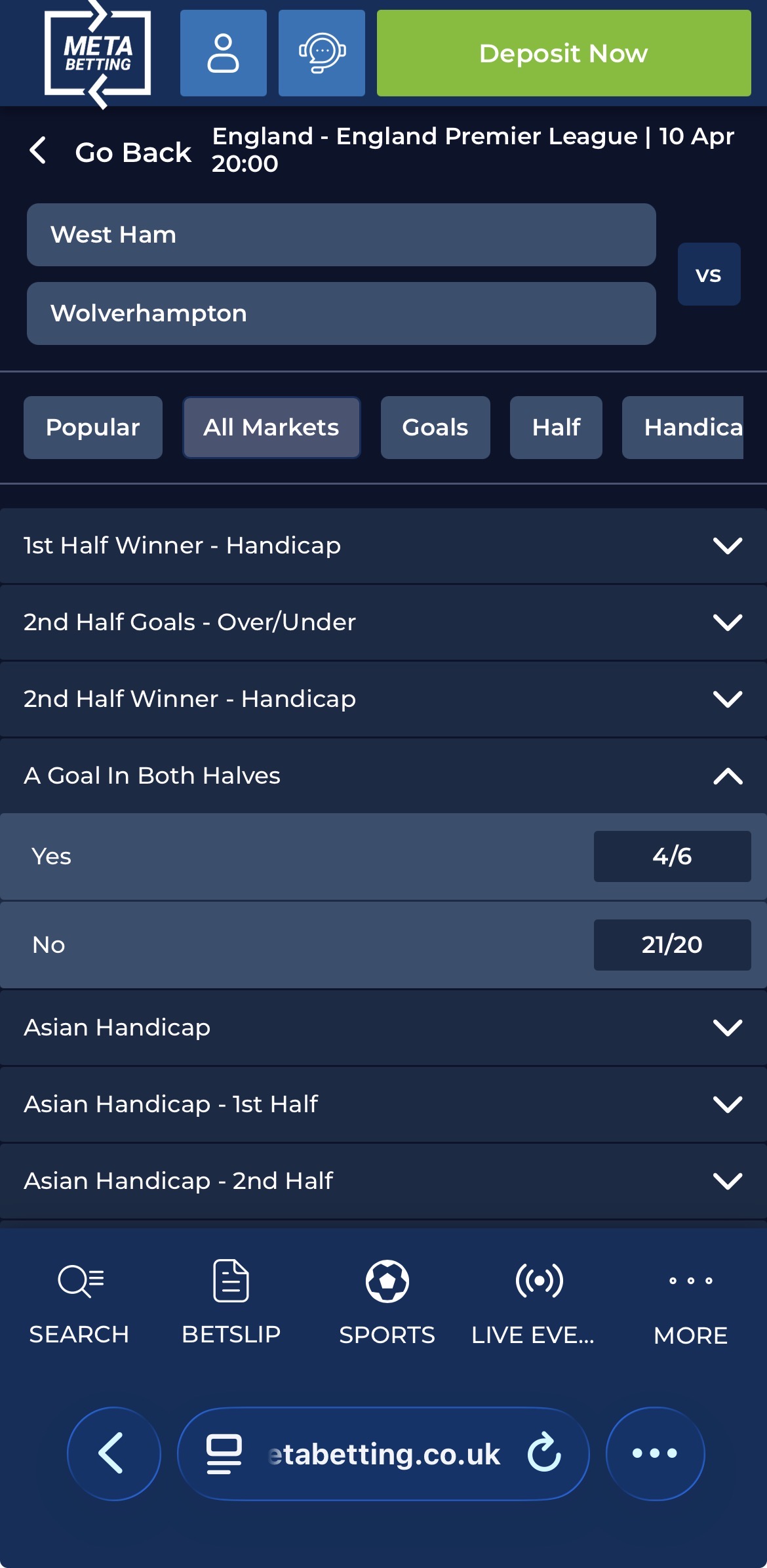 Meta Betting Football