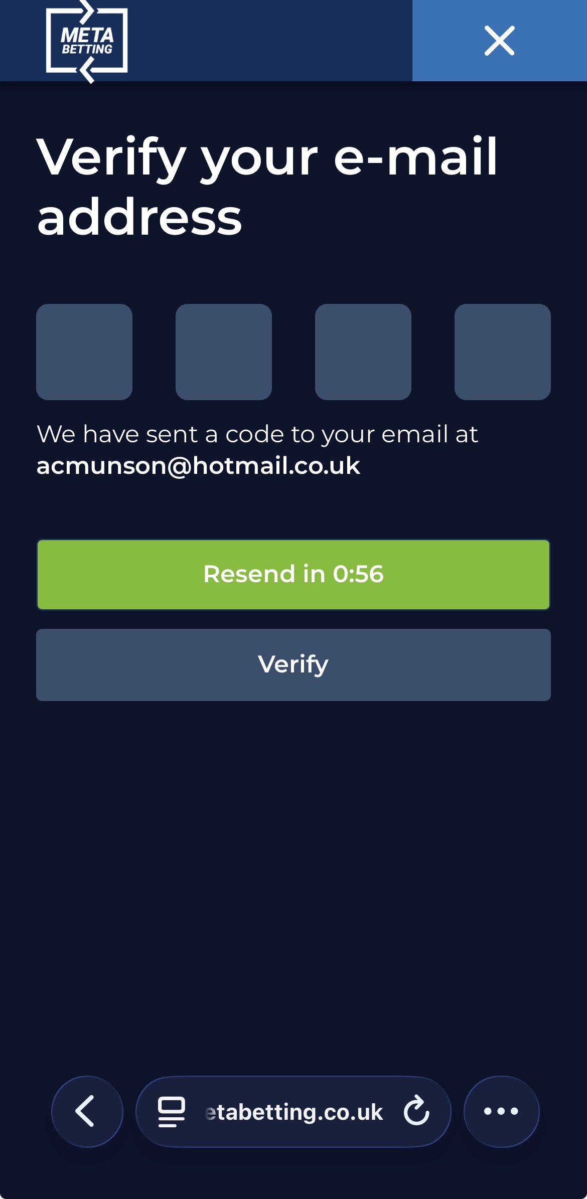 Meta Betting Email Verification