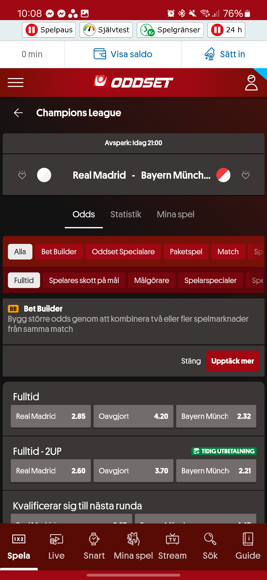 Svenska Spel oddset match