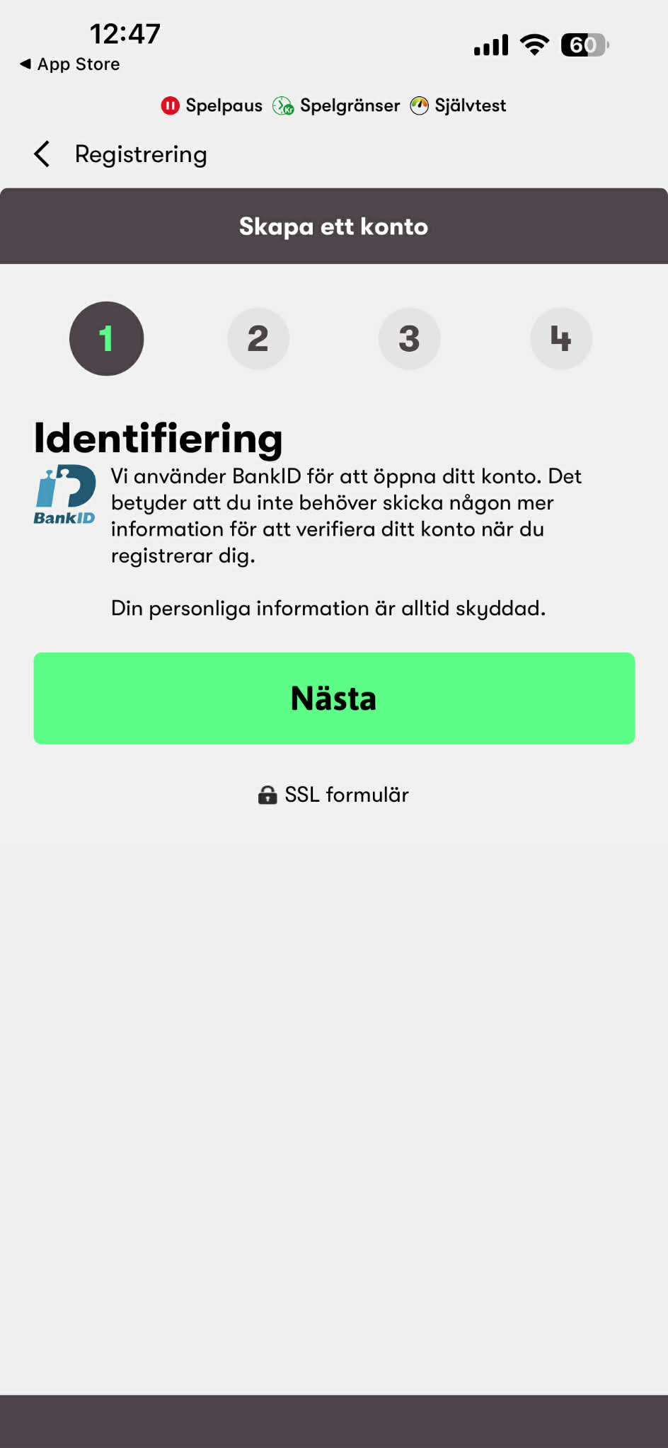 Registrering - 10bet 1