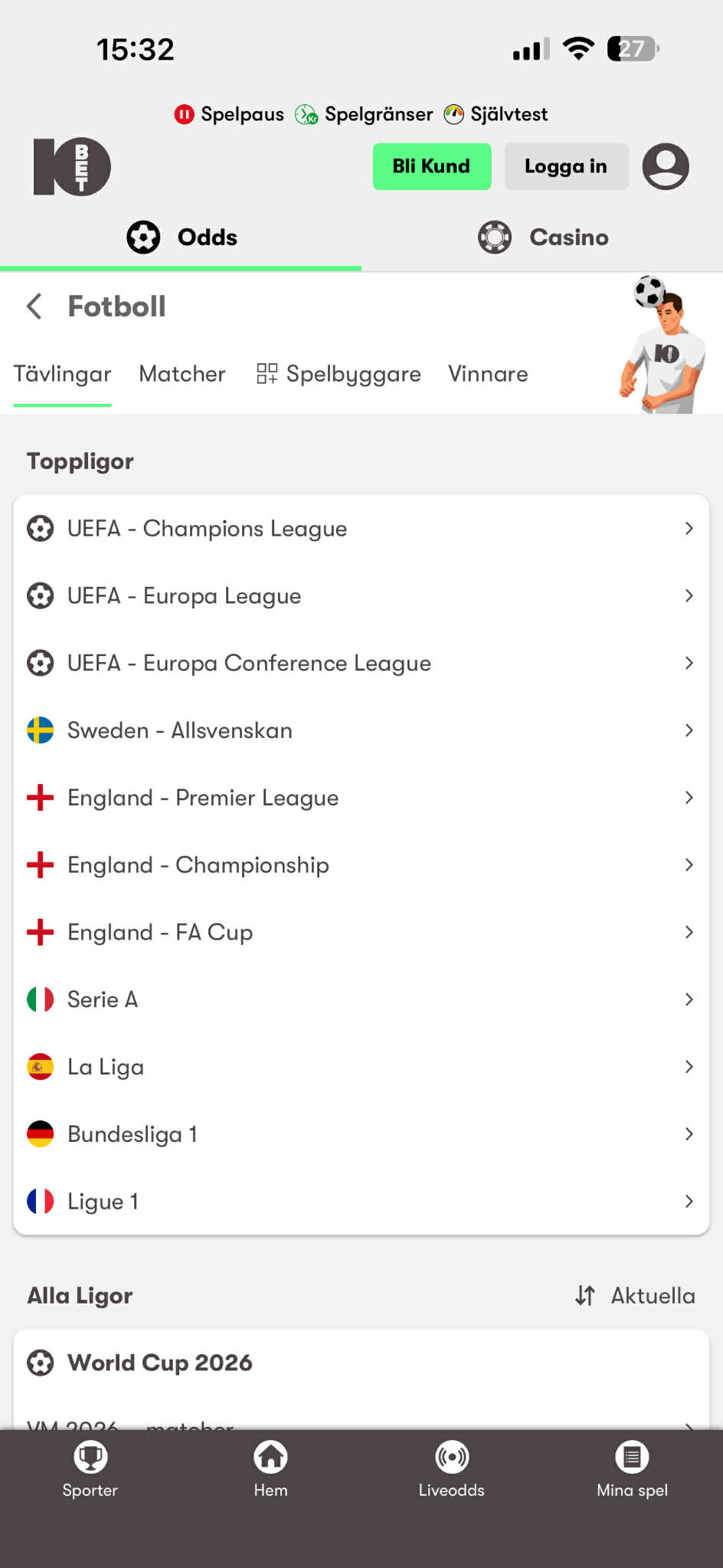 Fotbollsutbud - 10bet 1