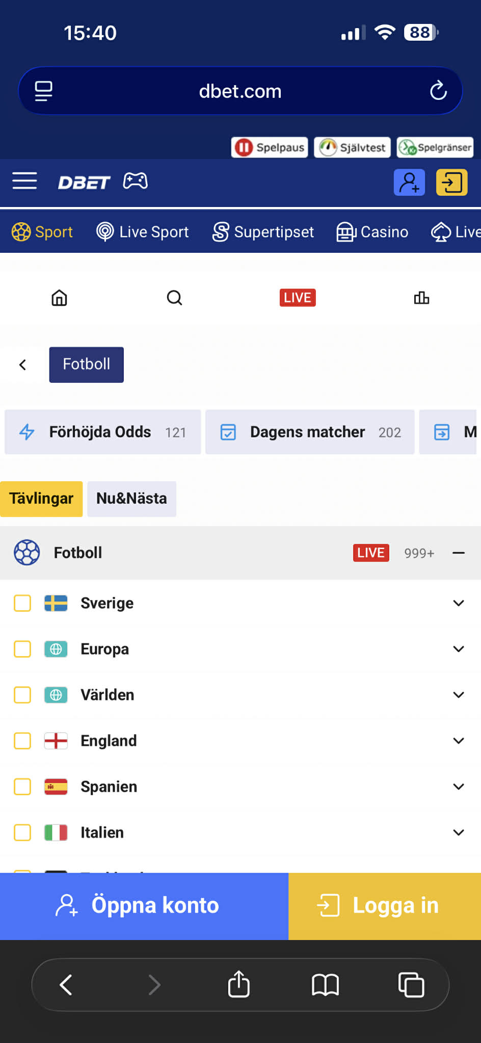 Fotbollsutbud - DBET 