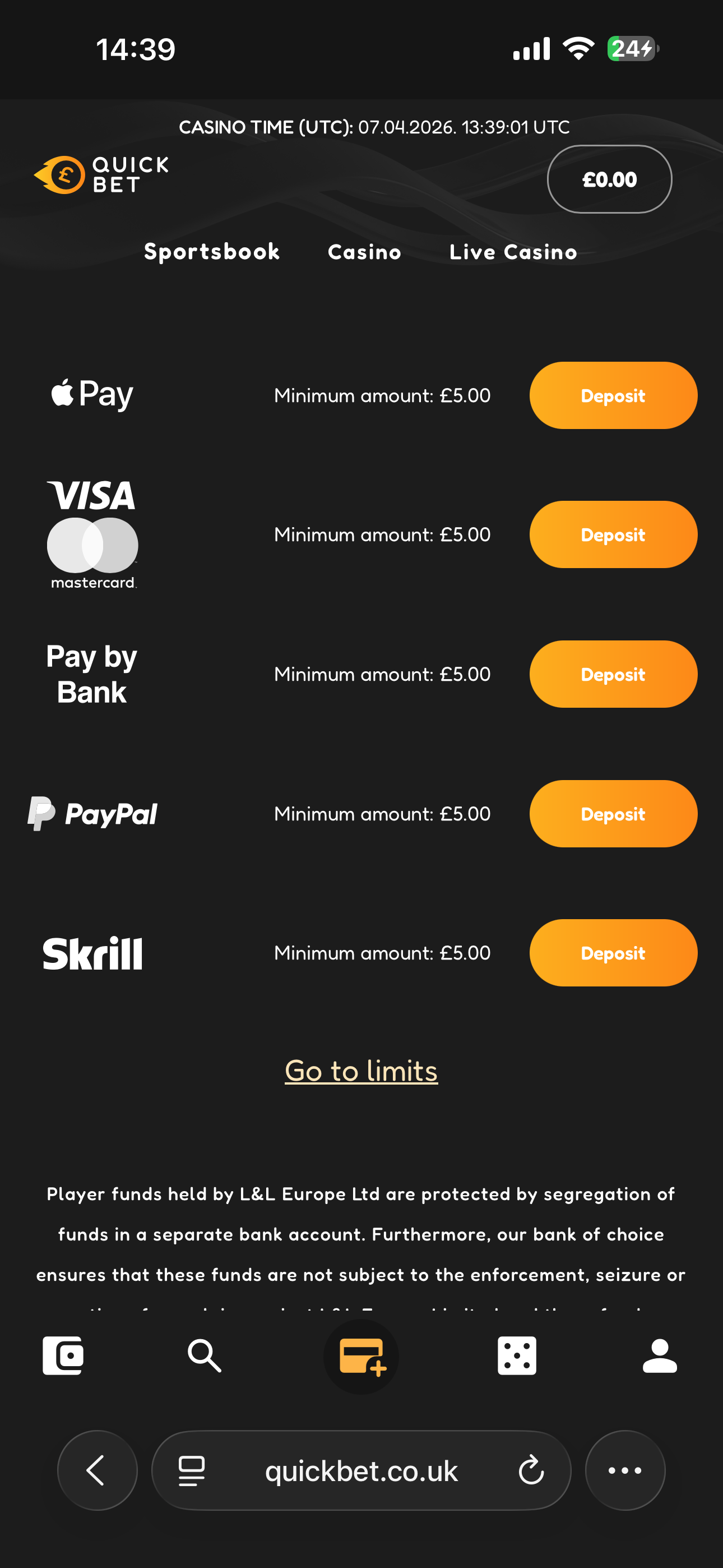 Quickbet deposit cashier