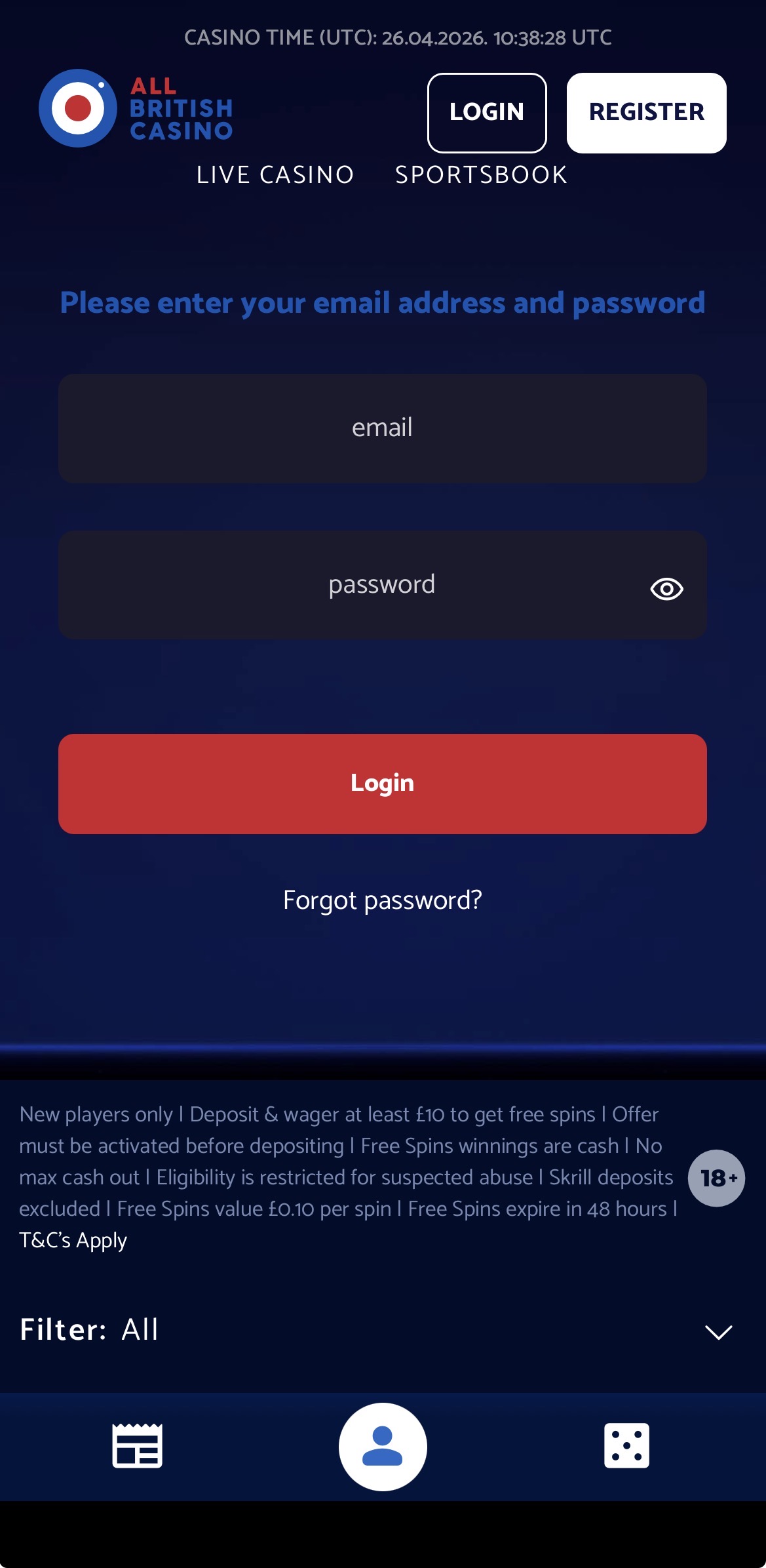 All British App - Sign Up 1