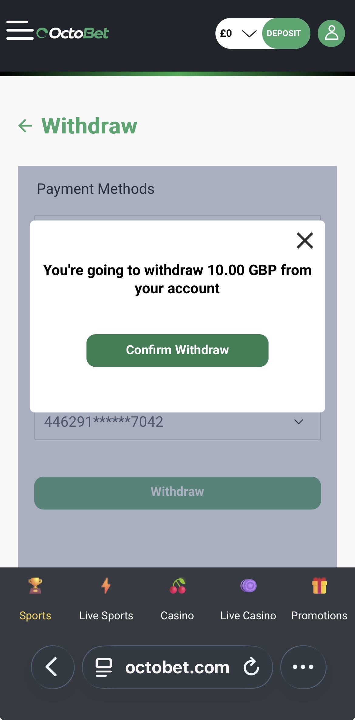 Octobet Withdraw 4