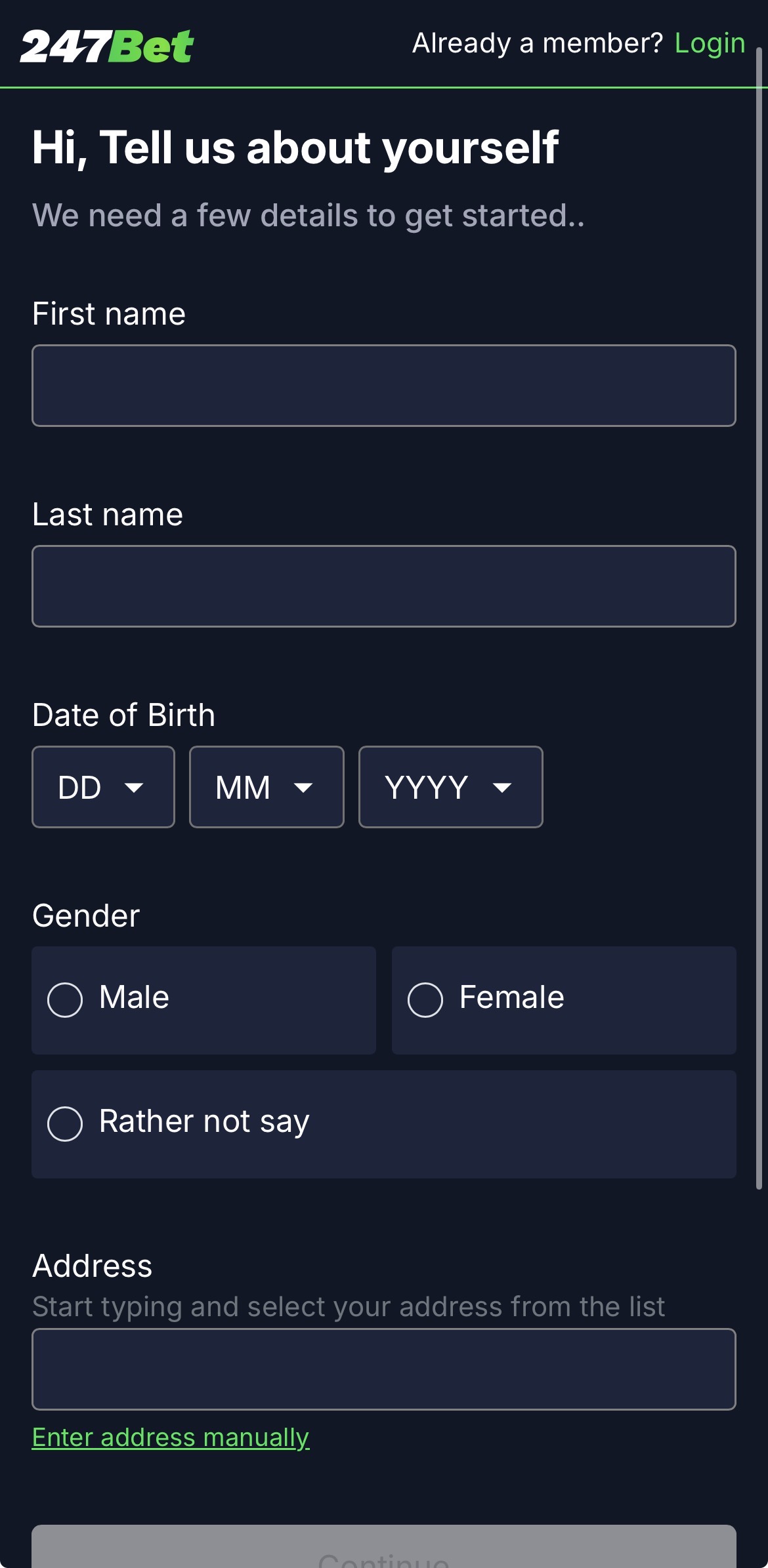 247bet app sign up personal details