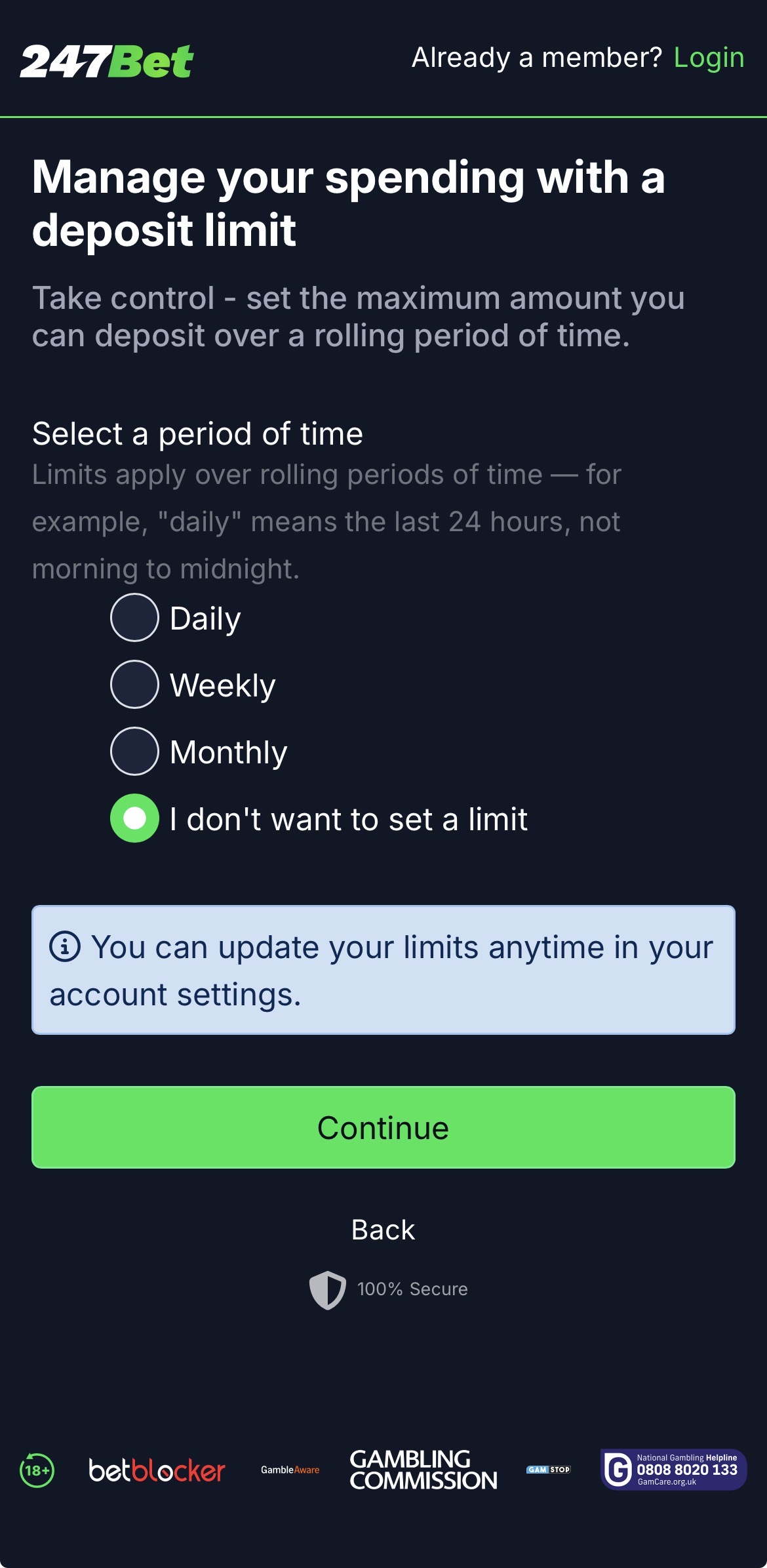 247bet app deposit limit