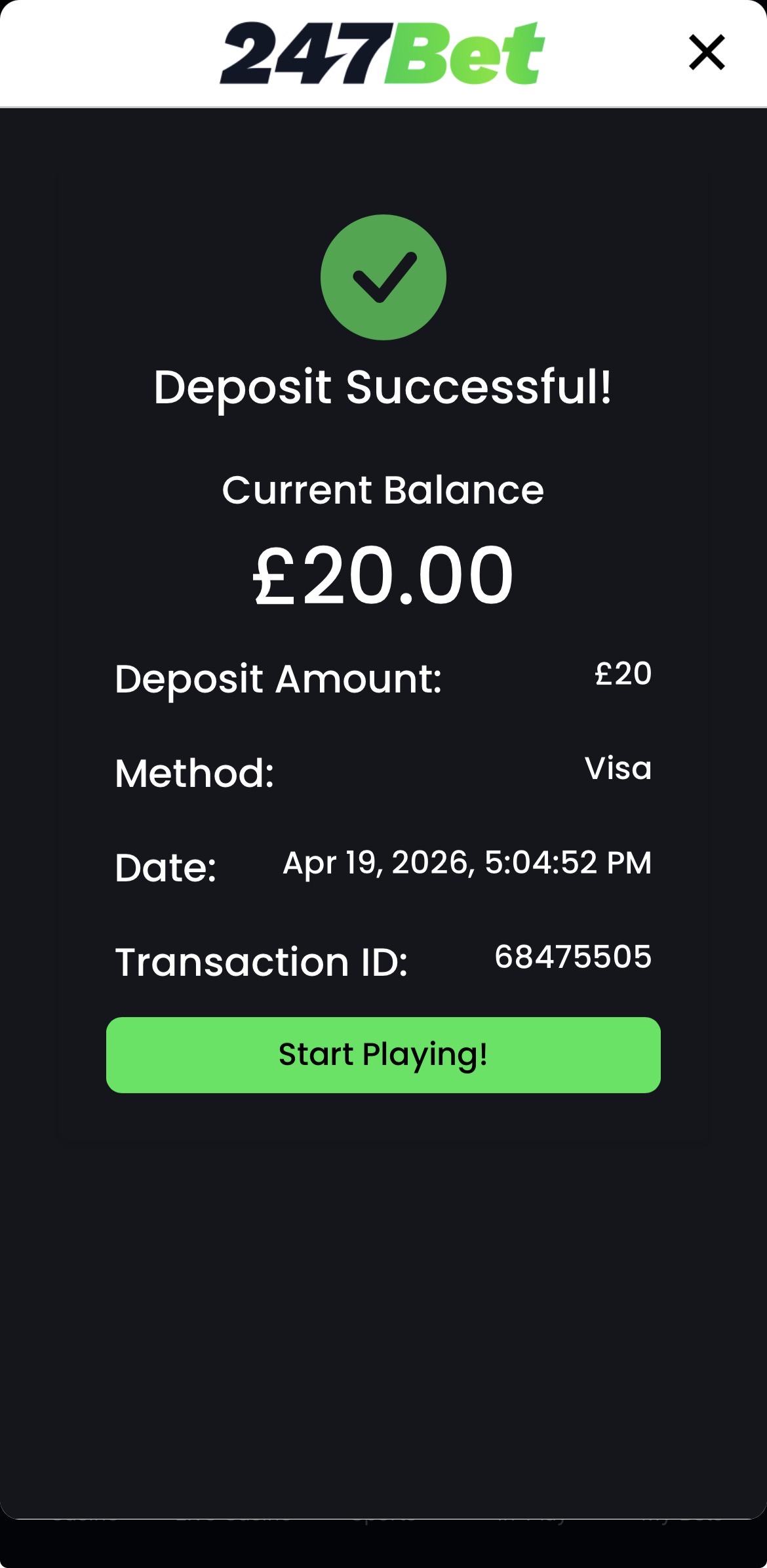 247bet app deposit success