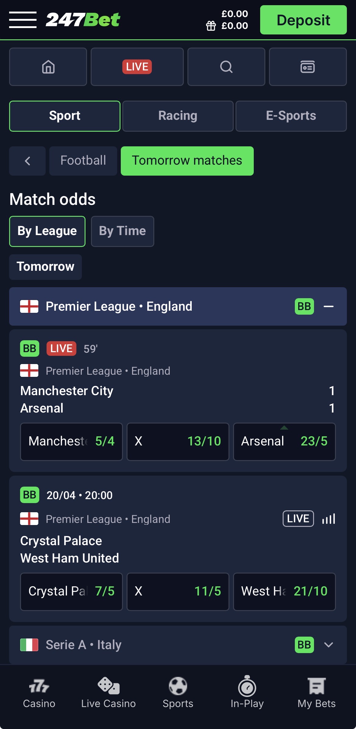 247bet app sportsbook view
