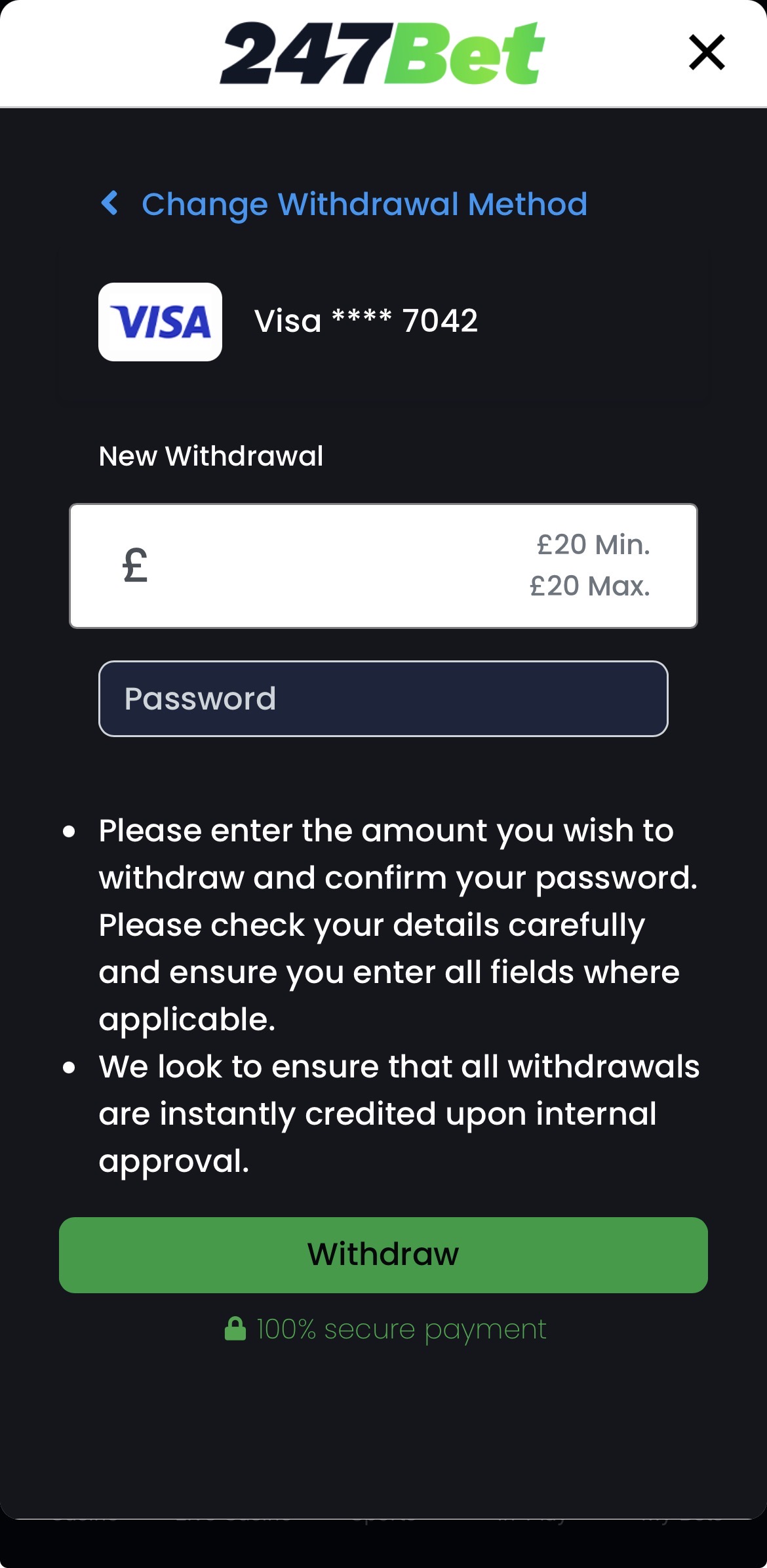 247bet app withdrawal amount