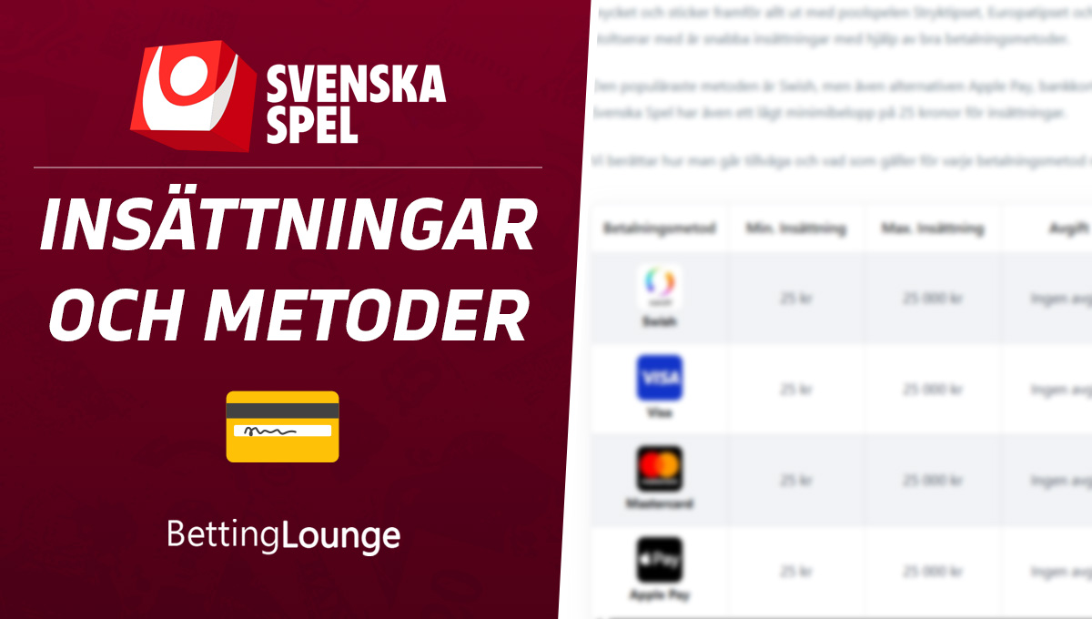 Svenska spel insättningar ny