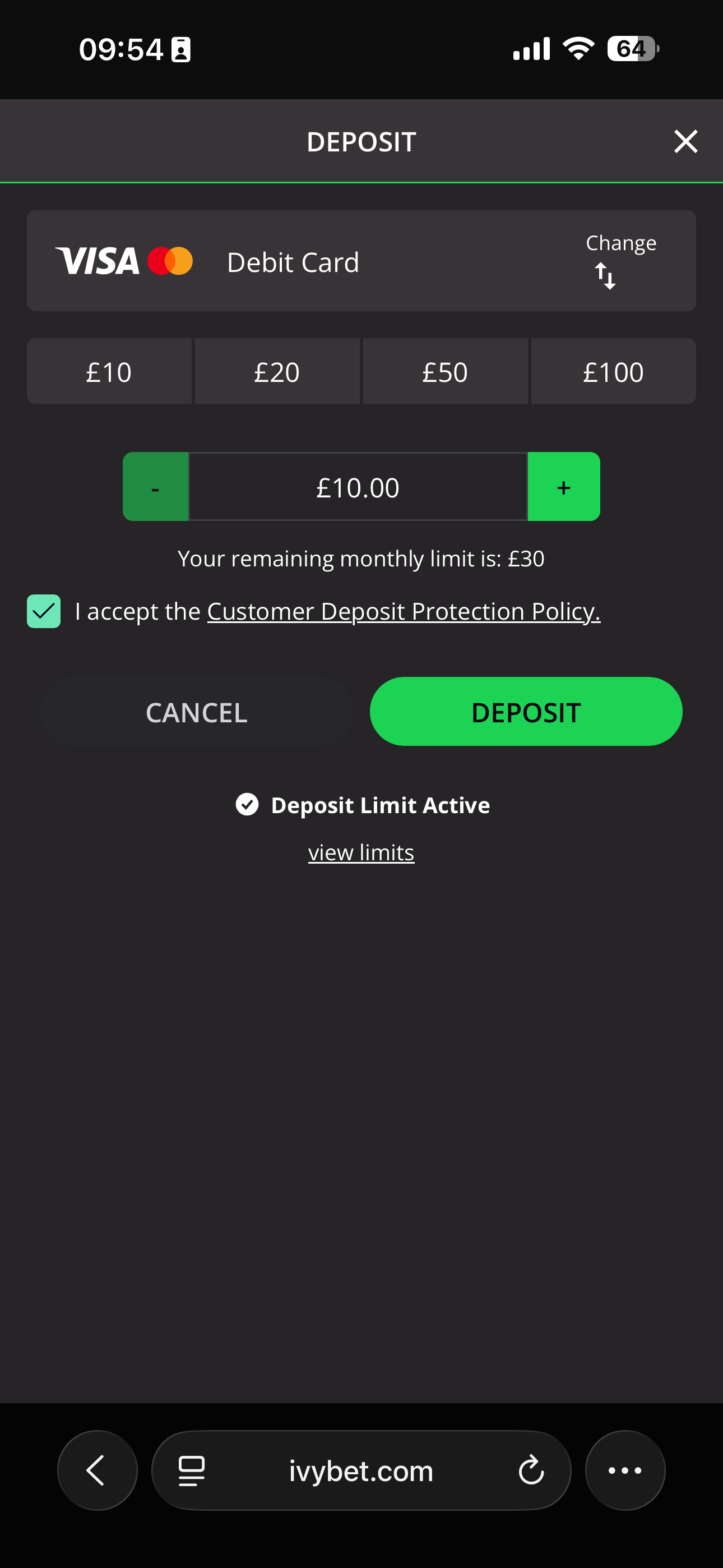 Ivy Bet Deposit 3