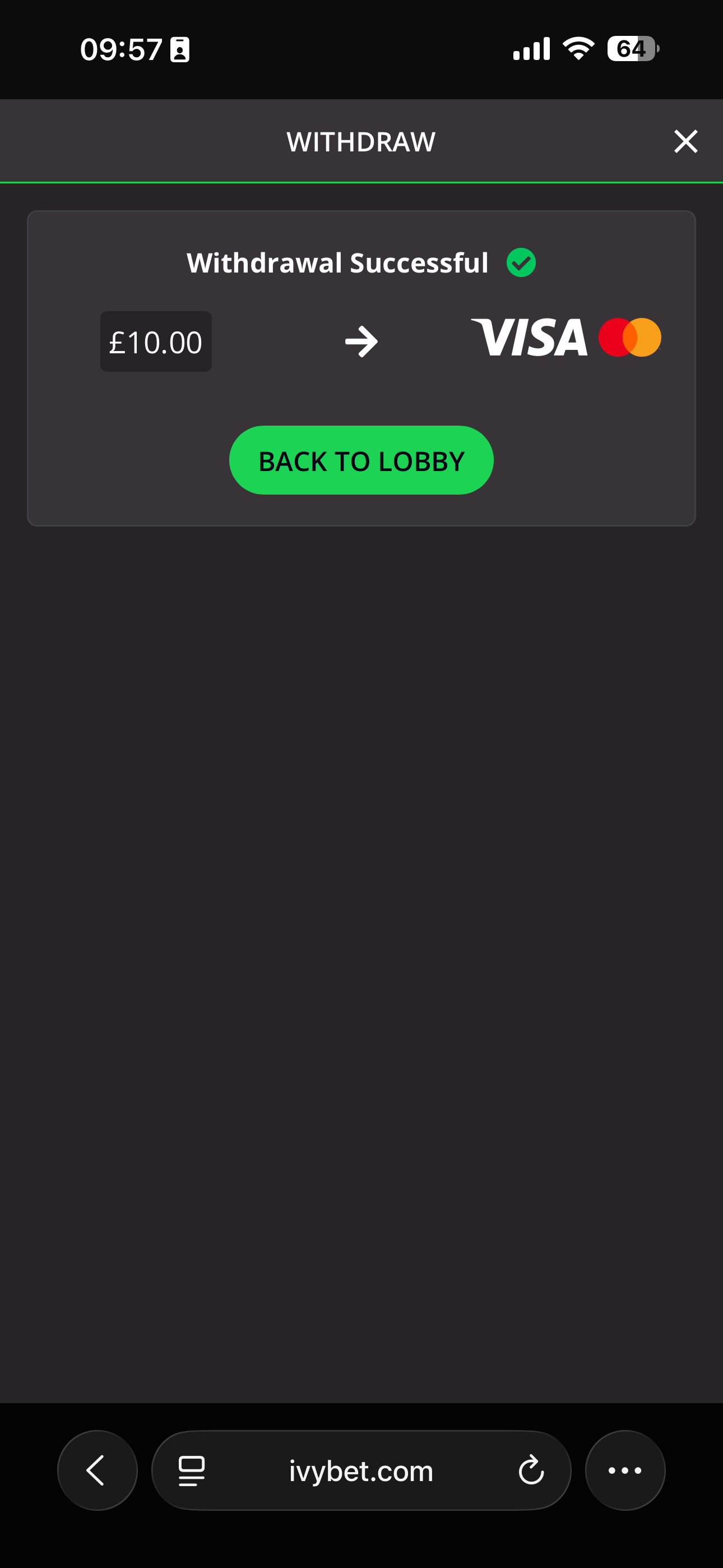 Ivy Bet Withdraw 4