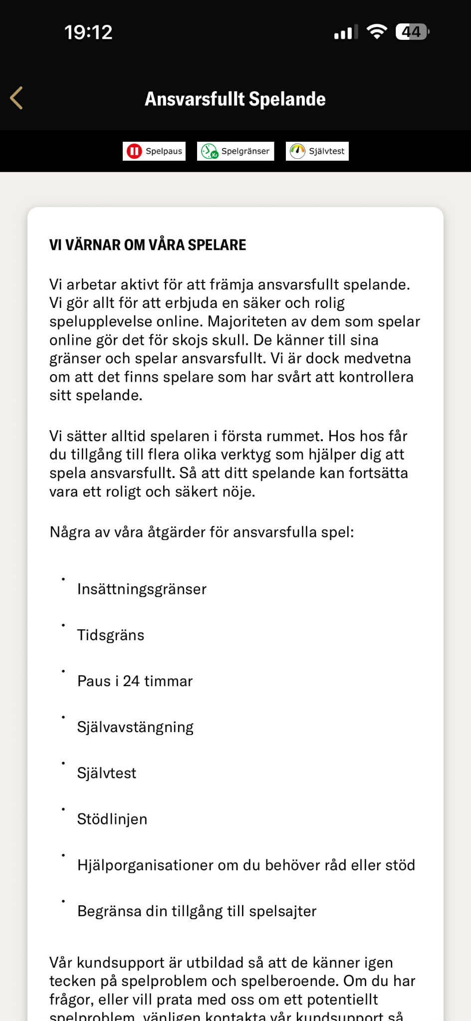 Ansvarsfullt spelande - Nya Expekt