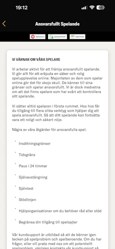 Ansvarsfullt spelande - Nya Expekt