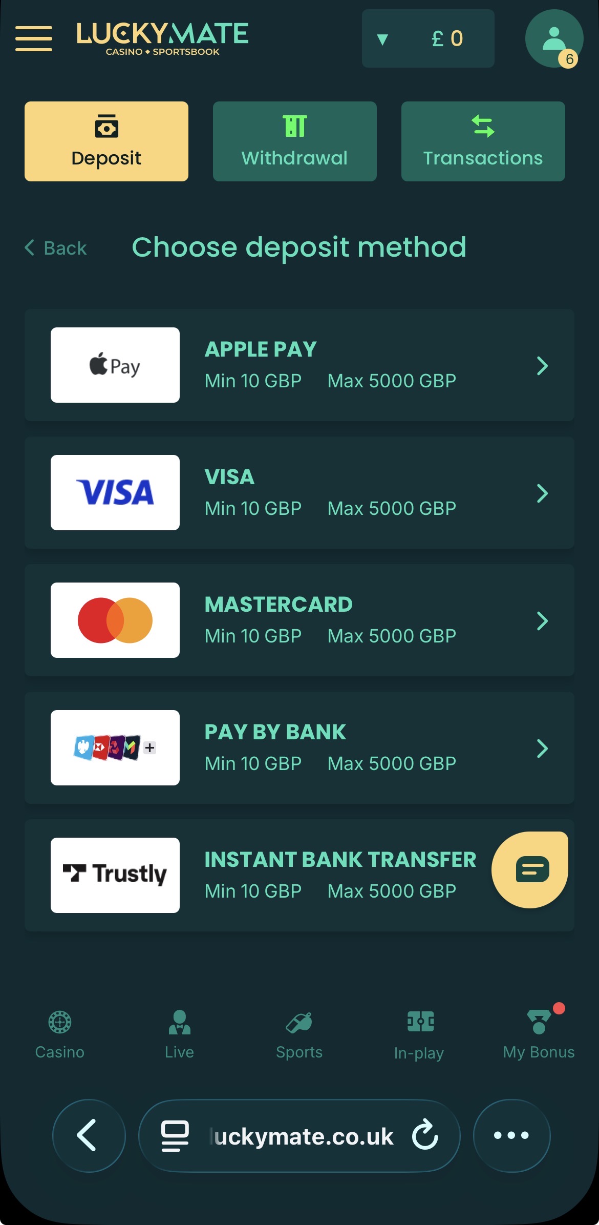 luckymate deposit 3