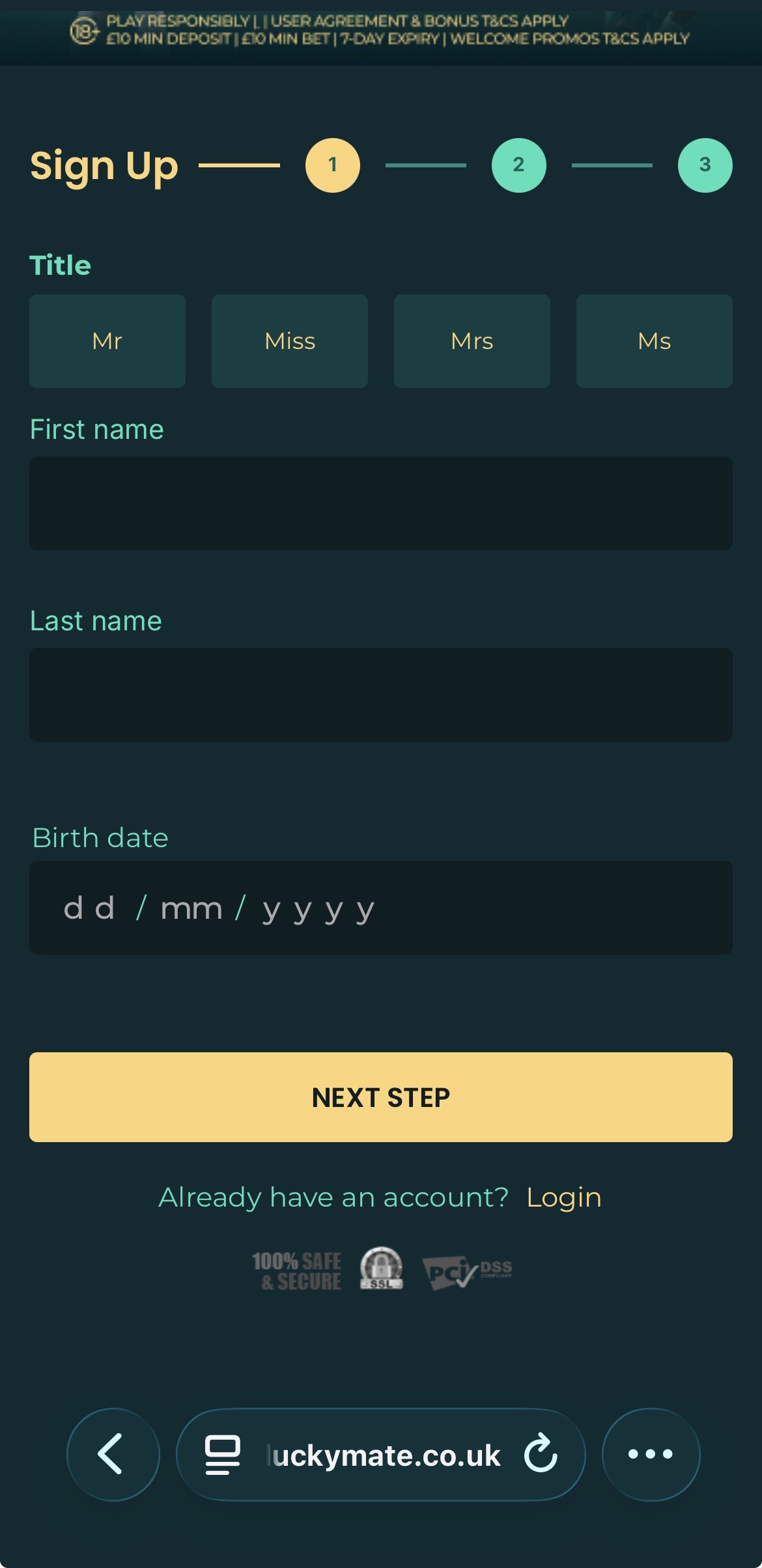 Luckymate registration 2