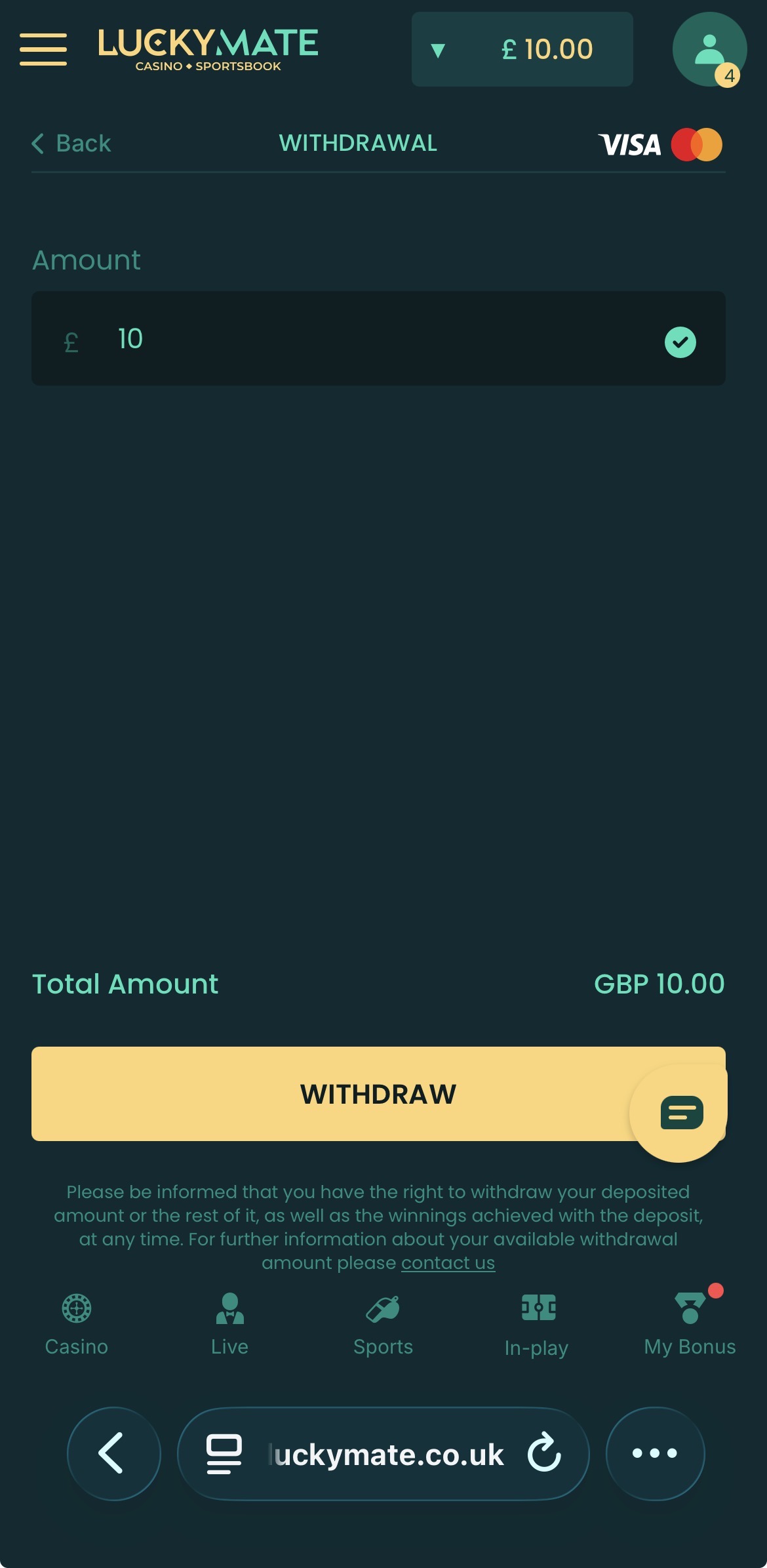 Luckymate withdrawal 4