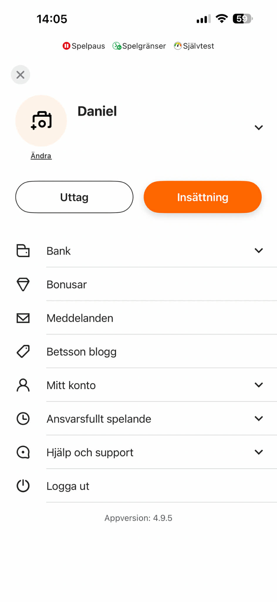 Uttag - Betsson 2